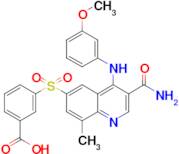 3-(3-Carbamoyl-4-(3-methoxyphenylamino)-8-methylquinolin-6-ylsulfonyl)benzoic acid