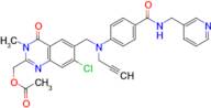 (7-Chloro-3-methyl-4-oxo-6-((prop-2-ynyl(4-(pyridin-3-ylmethylcarbamoyl)phenyl)amino)methyl)-3,4-dihydroquinazolin-2-yl)methyl acetate