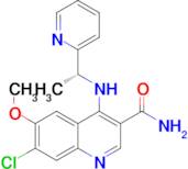 (R)-7-chloro-6-methoxy-4-((1-(pyridin-2-yl)ethyl)amino)quinoline-3-carboxamide