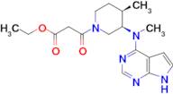 Ethyl 3-((3R,4R)-4-methyl-3-(methyl(7H-pyrrolo[2,3-d]pyrimidin-4-yl)amino)piperidin-1-yl)-3-oxop...