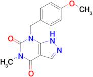 7-[(4-methoxyphenyl)methyl]-5-methyl-1H,4H,5H,6H,7H-pyrazolo[3,4-d]pyrimidine-4,6-dione