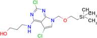 3-((2,5-Dichloro-7-((2-(trimethylsilyl)ethoxy)methyl)-7H-pyrrolo[2,3-d]pyrimidin-4-yl)amino)propan…