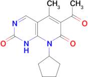 6-Acetyl-8-cyclopentyl-2-hydroxy-5-methylpyrido[2,3-d]pyrimidin-7(8H)-one (Palbociclib Impurity)