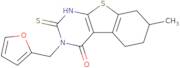 4-(Furan-2-ylmethyl)-11-methyl-5-sulfanyl-8-thia-4,6-diazatricyclo[7.4.0.0,2,7]trideca-1(9),2(7),5…
