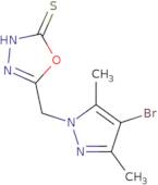 5-[(4-Bromo-3,5-dimethyl-1H-pyrazol-1-yl)methyl]-1,3,4-oxadiazole-2-thiol