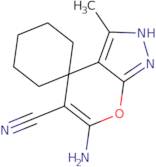 6'-Amino-3'-methyl-2'H-spiro[cyclohexane-1,4'-pyrano[2,3-c]pyrazole]-5'-carbonitrile