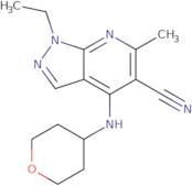 1-Ethyl-6-methyl-4-[(oxan-4-yl)amino]-1H-pyrazolo[3,4-b]pyridine-5-carbonitrile