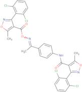 1-aza-2-(4-((3-(2,6-dichlorophenyl)-5-methylisoxazol-4-yl)carbonylamino)
phenyl)prop-1-enyl3-(2,6-…