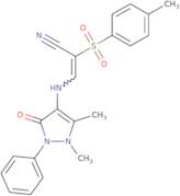 3-((2,3-dimethyl-5-oxo-1-phenyl(3-pyrazolin-4-yl))amino)-2-((4-methylphenyl)sulfonyl)prop-2-enenit…