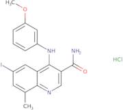 6-Iodo-4-((3-methoxyphenyl)amino)-8-methylquinoline-3-carboxamide hydrochloride