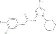 3-​Chloro-​N-​(1-​cyclohexyl-​3-​methyl-​1H-​pyrazol-​5-​yl)​-​4-​fluoro-benzeneacetamide