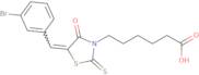 6-[(5Z)-5-[(3-Bromophenyl)methylidene]-4-oxo-2-sulfanylidene-1,3-thiazolidin-3-yl]hexanoic acid