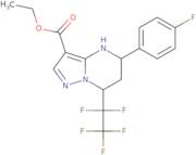 Ethyl 5-(4-fluorophenyl)-7-(pentafluoroethyl)-4,5,6,7-tetrahydropyrazolo[1,5-a]pyrimidine-3-carbox…