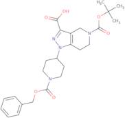 5-[(2-Methylpropan-2-yl)oxycarbonyl]-1-(1-phenylmethoxycarbonylpiperidin-4-yl)-6,7-dihydro-4H-pyrazolo[4,3-c]pyridine-3-carboxylic a cid