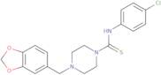 (4-(benzo[3,4-d]1,3-dioxolan-5-ylmethyl)piperazinyl)((4-chlorophenyl)amino)methane-1-thione