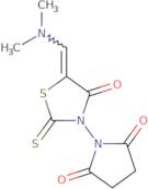 1-[(5Z)-5-(Dimethylaminomethylidene)-4-oxo-2-sulfanylidene-1,3-thiazolidin-3-yl]pyrrolidine-2,5-...