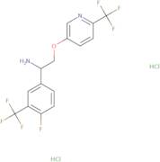 1-[4-Fluoro-3-(trifluoromethyl)phenyl]-2-{[6-(trifluoromethyl)pyridin-3-yl]oxy}ethan-1-amine dihyd…