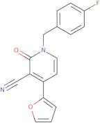 1-[(4-Fluorophenyl)methyl]-4-(furan-2-yl)-2-oxo-1,2-dihydropyridine-3-carbonitrile