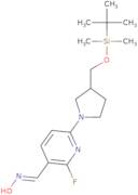 (E)-6-(3-((tert-Butyldimethylsilyloxy)methyl)-pyrrolidin-1-yl)-2-fluoronicotinaldehyde oxime