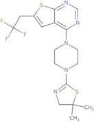 4-(4-(5,5-Dimethyl-4,5-dihydrothiazol-2-yl)piperazin-1-yl)-6-(2,2,2-trifluoroethyl)thieno[2,3-d]...