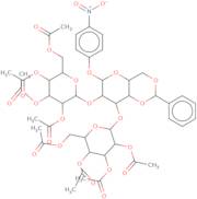 4-Nitrophenyl 2,3-di-O-(2,3,4,6-tetra-O-acetyl-b-D-glucopyranosyl)-4,6-benzylidene-b-D-glucopyra...