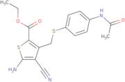3-[[[4-(Acetylamino)phenyl]thio]methyl]-5-amino-4-cyano-2-thiophenecarboxylicacid ethylester