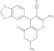 2-Amino-4-(1,3-benzodioxol-5-yl)-5,6,7,8-tetrahydro-7-methyl-5-oxo-4H-1-benzopyran-3-carbonitrile