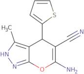 6-Amino-3-methyl-4-(2-thienyl)-4H-pyrano[3,2-d]pyrazole-5-carbonitrile
