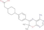 Cyclohexaneacetic acid,4-[4-(4-amino-7,7-dimethyl-7H-pyrimido[4,5-b][1,4]oxazin-6-yl)phenyl]-,trans-