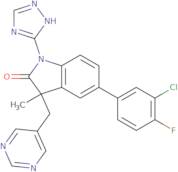5-(3-Chloro-4-fluorophenyl)-3-methyl-3-(pyrimidin-5-ylmethyl)-1-(1H-1,2,4-triazol-3-yl)indolin-2-one