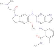2-(2-(1-(2-(dimethylamino)acetyl)-5-methoxyindolin-6-ylamino)-7H-pyrrolo[2,3-d]pyrimidin-4-ylamino)-6-fluoro-N-methylbenzamide