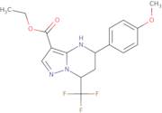 Ethyl 5-(4-methoxyphenyl)-7-(trifluoromethyl)-4,5,6,7-tetrahydropyrazolo[1,5-a]pyrimidine-3-carbox…