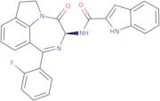 N-(1-(2-Fluorophenyl)-3,4,6,7-tetrahydro-4-oxo-pyrrolo(3,2,1-jk)(1,4)benzodiazepin-3-yl)-1H-indole…