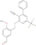2-[(5-Formyl-2-methoxybenzyl)thio]-4-phenyl-6-(trifluoromethyl)nicotinonitrile