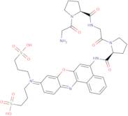 5-(H-Gly-Pro-Gly-Pro-amido)-9-[di-(3-sulfonylpropyl)amino]-benzo[a]phenoxazonium perchlorate