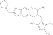 N-[[2-(Pyrrolidin-1-ylmethyl)-1H-indol-5-yl]methyl]-N-[(1,3,5-trimethylpyrazol-4-yl)methyl]propan-2-amine