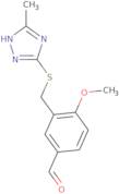 4-Methoxy-3-{[(3-methyl-1H-1,2,4-triazol-5-yl)thio]methyl}benzaldehyde