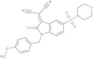 2-[(4-Methoxybenzyl)-2-oxo-5-(thiomorpholinosulfonyl)indolin-3-ylidene]malononitrile