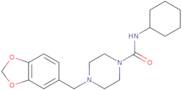 (4-(benzo[3,4-d]1,3-dioxolen-5-ylmethyl)piperazinyl)-N-cyclohexylformamide