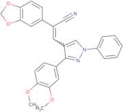 (E)-2-(1,3-Benzodioxol-5-yl)-3-[3-(3,4-dimethoxyphenyl)-1-phenylpyrazol-4-yl]prop-2-enenitrile