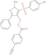 {5-[(4-Bromophenyl)sulfonyl]-1-methyl-3-phenyl-1H-pyrazol-4-yl}methyl 4-cyanobenzenecarboxylate