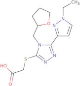 2-{[5-(1-Ethyl-1H-pyrazol-3-yl)-4-[(oxolan-2-yl)methyl]-4H-1,2,4-triazol-3-yl]sulfanyl}acetic acid
