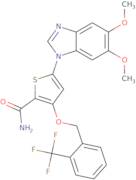 3-(2-(Trifluoromethyl)benzyloxy)-5-(5,6-dimethoxy-1H-benzo[d]imidazol-1-yl)thiophene-2-carboxamide