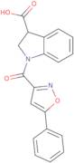 1-(5-Phenyl-1,2-oxazole-3-carbonyl)-2,3-dihydro-1H-indole-3-carboxylic acid