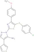 2-[5-(4-Chlorophenyl)sulfanyl-4-(4-methoxyphenyl)-1,3-thiazol-2-yl]-4-thiophen-3-ylpyrazol-3-amine