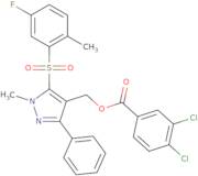 [5-(5-Fluoro-2-methylbenzenesulfonyl)-1-methyl-3-phenyl-1H-pyrazol-4-yl]methyl 3,4-dichlorobenzoate