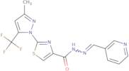 2-[3-Methyl-5-(trifluoromethyl)-1H-pyrazol-1-yl]-N'-[(E)-3-pyridinylmethylidene]-1,3-thiazole-4-ca…