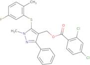 {5-[(5-Fluoro-2-methylphenyl)sulfanyl]-1-methyl-3-phenyl-1H-pyrazol-4-yl}methyl 2,4-dichlorobenzoa…