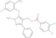 {5-[(5-Fluoro-2-methylphenyl)sulfanyl]-1-methyl-3-phenyl-1H-pyrazol-4-yl}methyl 3,4-dichlorobenzoa…