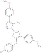 2-[5-(4-Chlorophenyl)sulfanyl-4-(4-methoxyphenyl)-1,3-thiazol-2-yl]-4-(4-methoxyphenyl)pyrazol-3-a…